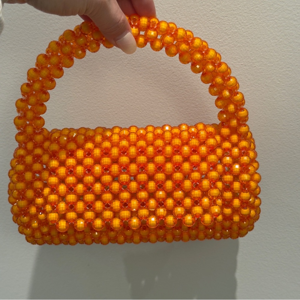 Perade Aniya Handcrafted In Nigeria Orange Glass Beaded Handbag - Picture 2 of 12